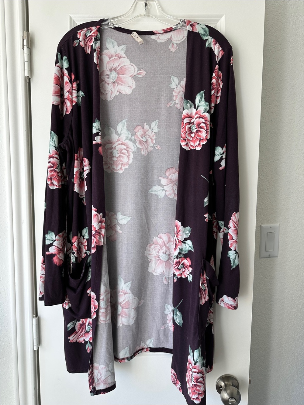 Gilli Womens Purple Floral Kimono Pink Blooms Boho Festival Layering Cardigan - Picture 2 of 6